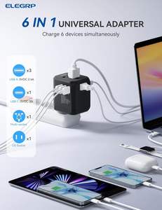 ELEGRP US EU UK Multi-Steckdosen <span class=keywords><strong>adapter</strong></span> Internat ionaler Steckdosen konverter Universal-Reise <span class=keywords><strong>adapter</strong></span> mit USB-C-Anschluss - Product Image 3