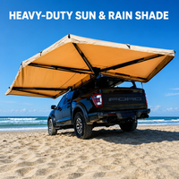 Auvent latéral de voiture 270 degrés à double poteau avec éclairage et auvent en forme d'éventail, en tissu Oxford imperméable, idéal pour le camping et les SUV – Vente directe usine