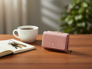 Women's Tri Fold Clip Wallet Medium Size Microfiber <b>Synthetic</b> <b>Leather</b> Solid Pattern - Product Image 2