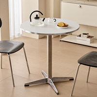 Table et chaises de salle à manger en acier inoxydable et bois, style moderne nordique, meubles ronds en métal, tables de restaurant, ensemble de salle à manger