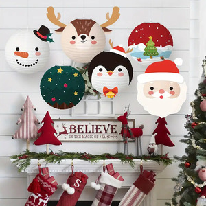 Juego de 6 uds de farolillos navideños, farol de papel decorativo, patrón de Reno de Papá Noel para decoración navideña, decoraciones navideñas para fiestas en casa - Product Image 3
