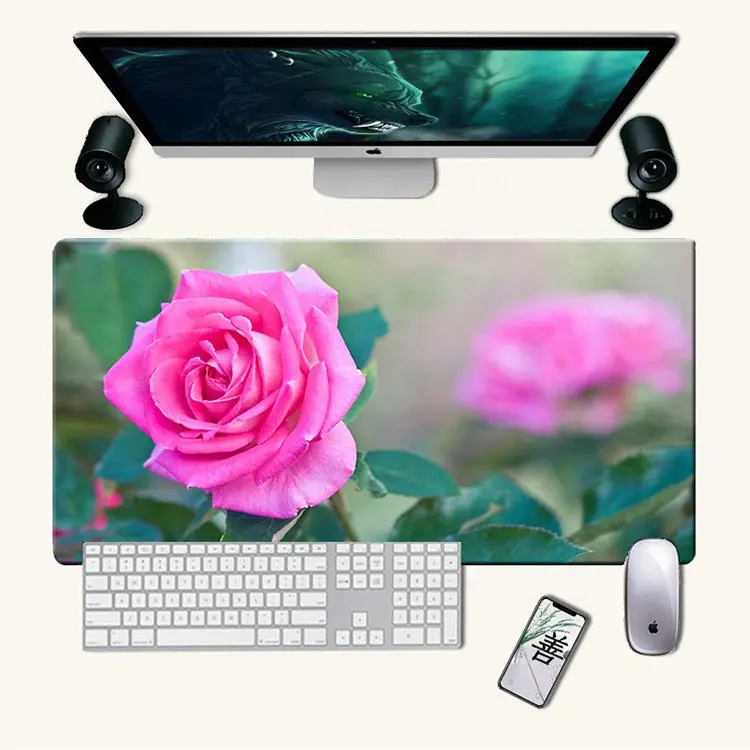 2024 LW padrão de flor colorida grande mouse pad antiderrapante teclado base de borracha mouse pad xl xxl