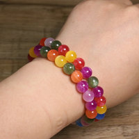 Bracelet en perles arc-en-ciel, bracelet réactif aux UV, perles en résine de 8 mm, bracelets changeant de couleur, style bohème, bijoux d'été pour femmes
