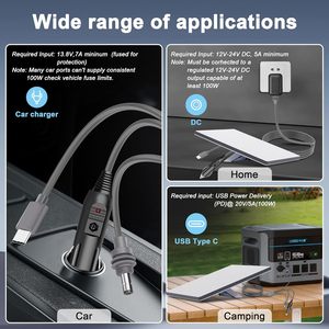 Câble Starlink Mini 3-en-1 9,8 pieds/3 m, câble d'alimentation haute vitesse 100 W+ USB C/allume-cigare de voiture/DC vers DC pour accessoires Starlink - Product Image 3