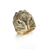 Bague pour homme de style rétro hip-hop et dominant, avec grande face d'animal élaborée, fabriquée à Guangzhou