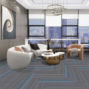 Eco-friendly Modern Loop Pile <b>Puzzle</b> Pattern Square Carpet Tiles Non-Slip PVC Backing for Commercial Use - Product Image 2