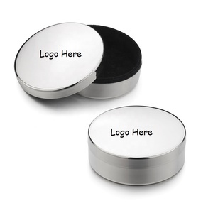Hộp đựng nhẫn bạc khắc logo tùy chỉnh, hộp trang sức kim loại tròn mạ bạc, hộp đựng đồ trang sức dành cho phụ nữ và quà tặng cá nhân hóa - Product Image 1