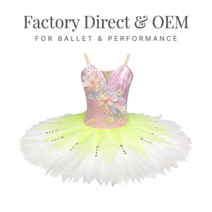 Tutú de Ballet Profesional Color Rosa Pastel con Apliques Florales, Pedrería, Diseño de Flor de Loto, para Actuaciones Escénicas, Traje Clásico de Ballet - Product Image 4