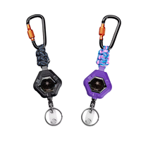 Porte-clés rétractable créatif en alliage pour l'extérieur, avec pendentif, pour la randonnée, la pêche, anti-perte, avec boucle de verrouillage et support de badge d'identification