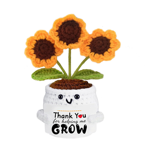 Regalo hecho a mano positivo girasol tulipán corazón muñeca ganchillo con tarjeta olla <span class=keywords><strong>Baser</strong></span> apoyo emocional para amigos familia maestros - Product Image 2