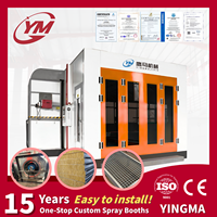 Cabine de peinture automobile sur mesure, 14 bandes de sol renforcées, échappement 1x7.5kW, brûleur 200000kcal, four professionnel