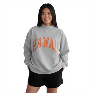 Sudadera Oversize Personalizada al por Mayor con Cuello Alto, Forro Polar Grueso y Estampado Tipográfico Universitario 'BELIEVE' - Product Image 3