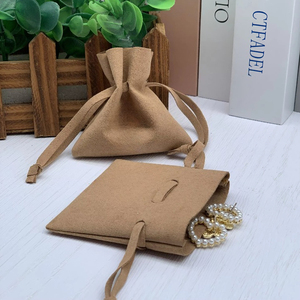 Fashion <b>Drawstring</b> Suede Microfiber Jewelry Dust Pouch Bag with Customized Shape and 8*8cm Size for Earrings Necklace <b>Bracelet</b> - Product Image 2