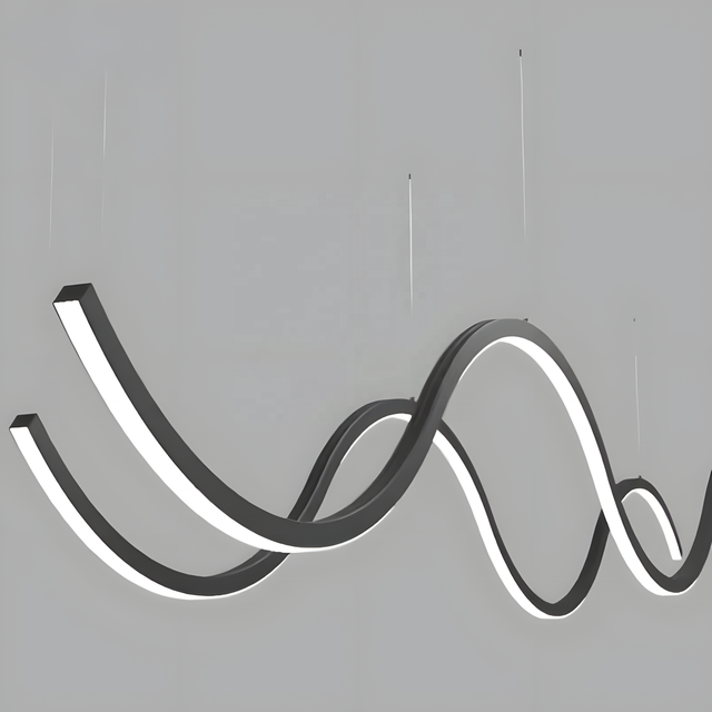 Creative Aluminum Profile Led Lighting Wave Shape Curved Linear Pendent Light for Interior