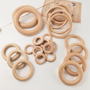Anneaux en bois de hêtre ronds pour la fabrication de bracelets, décoratifs, à suspendre, pour la dentition des bébés - Product Image 1