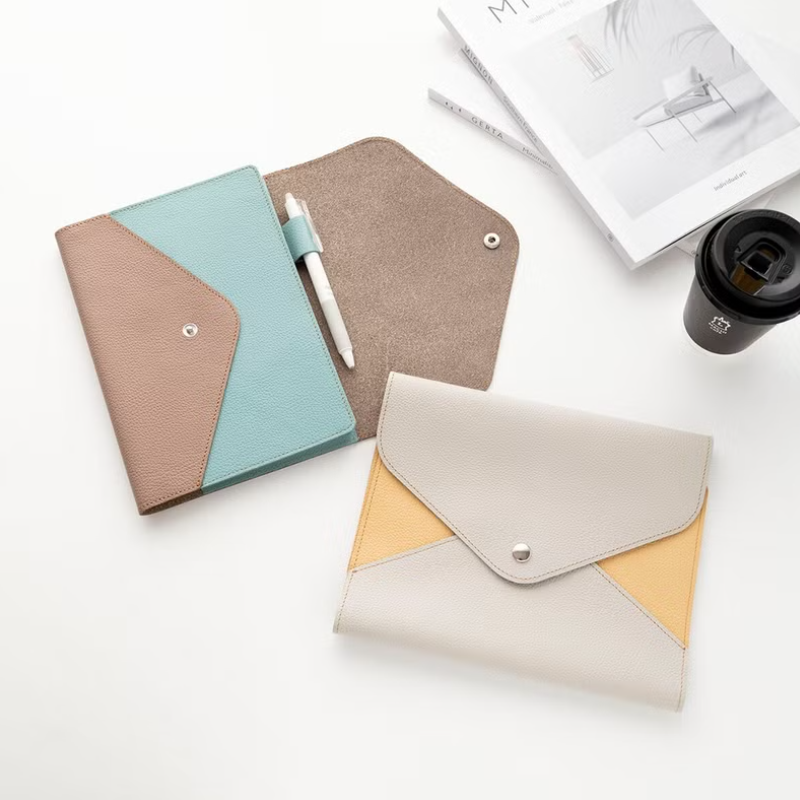 Envelope Notebook Leather Cover Gifts Colorblock
