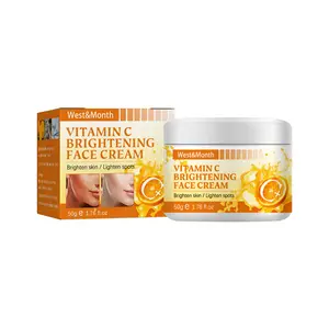 West Month Crème visage à la vitamine C blanchissante élimine les taches brunes Soins du visage Hydratant Anti-âge Crème de soin de la peau raffermissante Cosmétiques