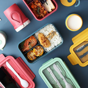 Boîte à lunch bento en plastique personnalisée, hermétique et résistante au micro-ondes, avec ensemble de couverts pour enfants - Product Image 4