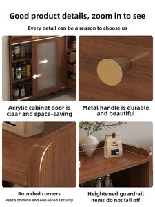 Mobiletto Angolare per Caffè in Stile Vintage, Armadietto da Cucina con Ante in Vetro Changhong, Credenza Multi-Scomparto per Sala da Pranzo - Product Image 4
