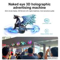 AZMAX 42cm Écran LED Mini Logo Néon HD Projecteur Ventilateur Holographique Support Tourniquet Publicitaire Ventilateur Hologramme 3D