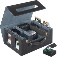 Boîte à cartes à collectionner en cuir personnalisable avec séparateurs et bloqueurs de cartes pour cartes à collectionner de 35 points, boîte de rangement pour cartes TCG et cartes sportives