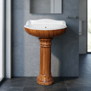 Lavabo sur pied en céramique Art Déco moderne, qualité export, pour salle de bain - Product Image 4
