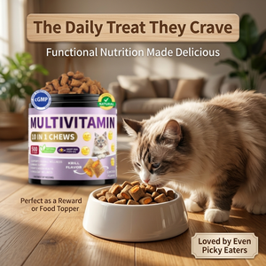 Golosinas Masticables Crujientes y Cremosas Multivitamínicas para Gatos, Alivio de Alergias, 10 Vitaminas en 1, Apoya la Salud de las Articulaciones, la Piel y el Pelaje, Suplementos Alimenticios para Mascotas - Product Image 3