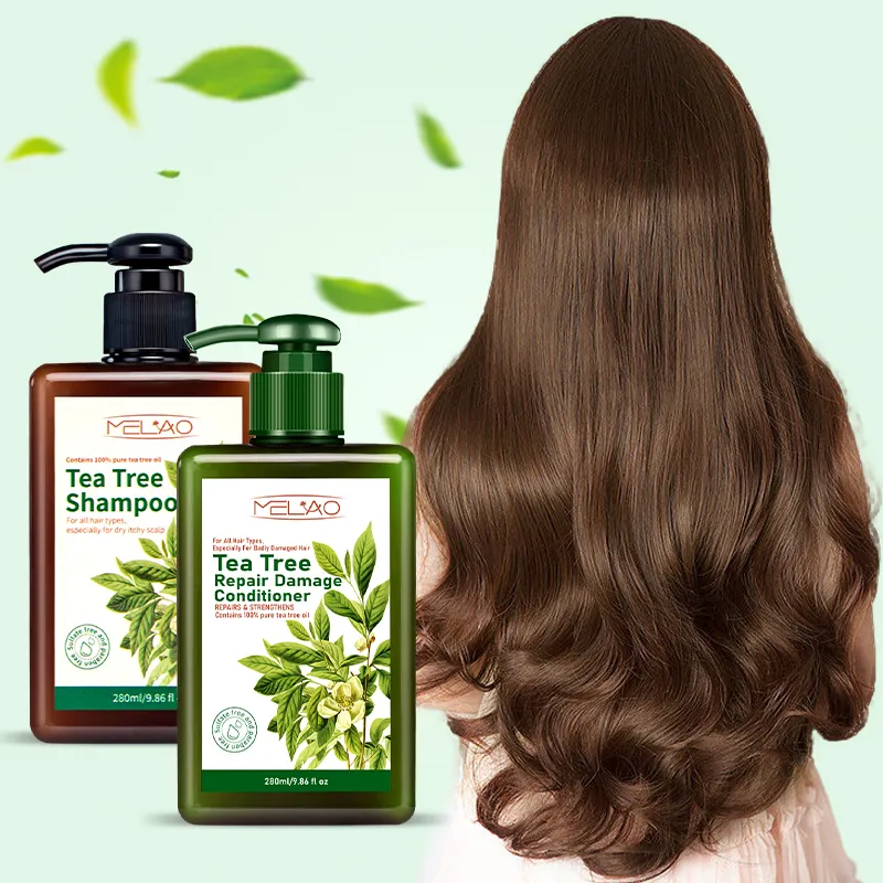 Melao Private Label Shampoo Reparatie Schade Conditioner Custom Haarverzorging Groothandel Body Wash Natuurlijke Haar Tea Tree Shampoo