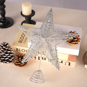 Étoile de Noël pour le sommet de l'arbre, étoile à cinq branches, décorations lumineuses suspendues - Product Image 2