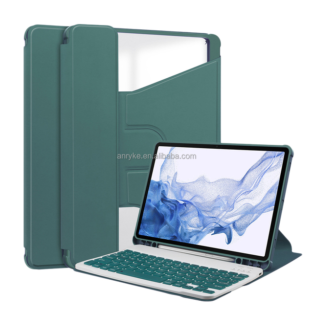 New Detachable Wireless for Keyboard Case 360 Degree Rotation Transparent Acrylic Back Cover for for Tab S9 11Inch