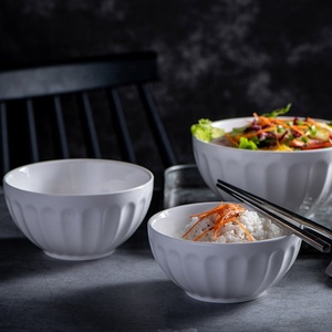 Tigela de cerâmica para sopa e salada de arroz com logotipo personalizado, restaurante de hotel, porcelana redonda branca - Product Image 1