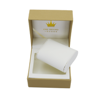 Boîte à montre carrée en cuir PU de luxe, personnalisable avec logo de marque, emballage pour bijoux avec fermeture à pression et impression en relief