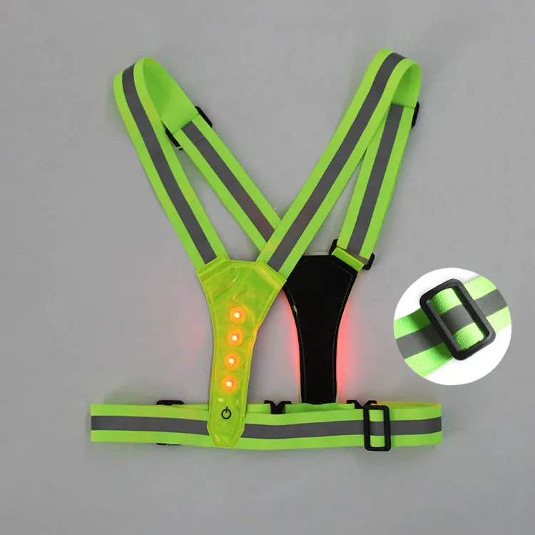 Small Yellow Red Safety Reflex Vest For Men And Women High Vis Bike Signal Safety Vest With LED Lights USB Veste Securite LED