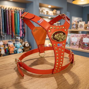 Ensemble Harnais et Laisse pour Chien en Cuir Personnalisé Couleur Luxe, Écologique, Motif Animalier, Rivets – Meilleures Ventes - Product Image 3