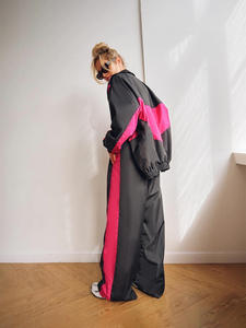 欧美女装休闲运动服时尚宽松拼色长袖拉链开衫撞色上衣长款 - Product Image 6