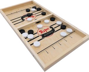 ของเล่นฟาสต์สลิงพัค โต๊ะฮอกกี้ เกมส์ครอบครัวและเพื่อนๆ เกมส์เสริมทักษะ เกมส์ต่อสู้บนโต๊ะแสนสนุก เกมส์กลยุทธ์บนกระดานไม้ WEI - Product Image 3