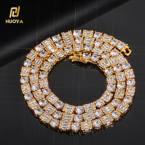 قلادة هيب هوب فاخرة من نويا، سلسلة تنس مرصعة بالألماس، قلادة مطلية بالفضة مرصعة بالزركون على شكل مستطيل ودائري للنساء - Product Image 1