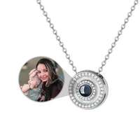 Dropshipping Collier de projection de photos personnalisé Bijoux de mode Pendentif en cercle de zircon Collier d'images