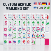 Jeu de tuiles de mahjong américain en acrylique personnalisé, 160 pièces, logo gravé, avec étui de transport et supports, vente en gros OEM, cadeau pour elle