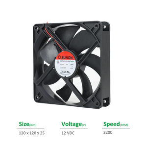 Ventilateur axial à roulement à billes SUNON EEC0251B3-000C-A99 120x120x25mm 12VDC 161mA 1.9W 2200RPM 75CFM OEM/ODM pour refroidissement - Product Image 2