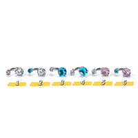 Cincin tindik titanium ASTM F136 bentuk U ganda CZ, ukuran M0.9, ulir dalam, untuk hidung, telinga, dan hiasan lobus telinga, perhiasan untuk pemakaian sehari-hari.