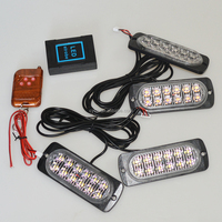 Blanc et jaune 12LED feux latéraux de voiture de jour mi-grille clignotant télécommande sans fil LED lumières stroboscopiques accessoire