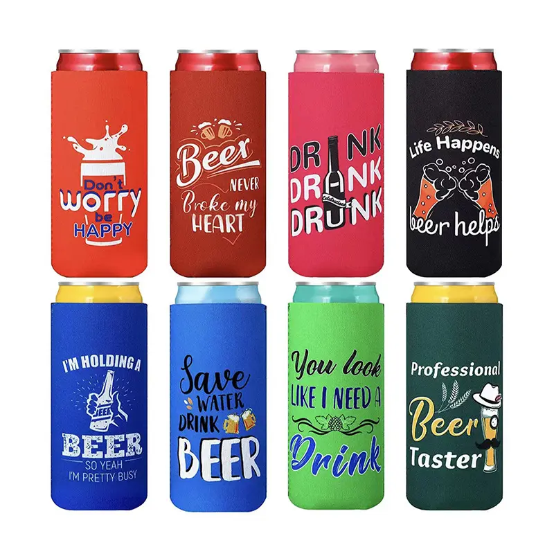 Enfriador de latas en blanco de sublimación personalizado al por mayor de fábrica de 12 oz enfriador de latas de cerveza delgado con logotipo impreso