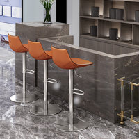 Tabouret de bar moderne nordique, simple, de luxe léger, décontracté, en acier inoxydable, réglable en hauteur, pivotant, chaise haute, mobilier de bar