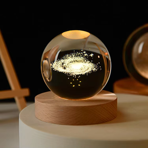 Sistema solare 3D luce notturna a LED buon prezzo sfera di cristallo luminoso decorazione di vetro Desktop decorazione <span class=keywords><strong>per</strong></span> la casa <span class=keywords><strong>per</strong></span> il soggiorno di notte lampada Art - Product Image 2