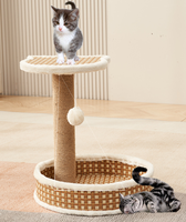 Support pour chat en rotin tressé, Arbre à chat en sisal, Tour pour chat de petite taille de style japonais, Jouet à gratter pour chat en sisal, Structure pour chat pour l'été