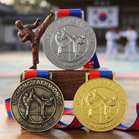 Médailles de Taekwondo pour enfants et adultes plaquées or, argent et bronze antique, médailles personnalisées en relief 3D avec ruban