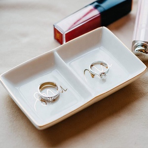 Modern Style Ceramic Mr. &amp; Mrs. Jewelry Display Dish - Ceramic <strong>Ring</strong> Dish and Decorative Trinket <strong>Plate</strong> - Product Image 2