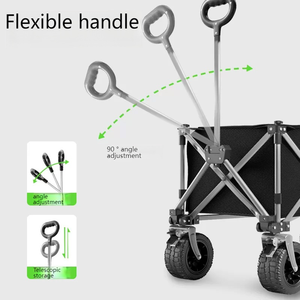 Robuuste off-road wagen, opvouwbare winkelwagen van aluminiumlegering, 360 graden zware, stille wielen, verstelbare handgreep voor kamperen en gezinnen - Product Image 5