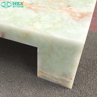 Table basse en marbre onyx vert HZX Luxury Home Furniture, meuble de salon, pierre naturelle, table basse carrée moderne